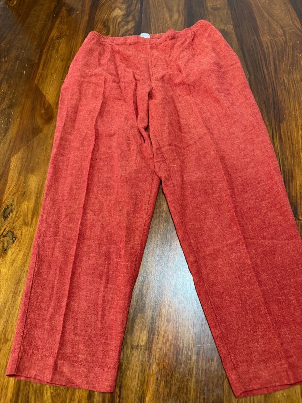 Koret Linen Blend Women's Straight Leg Pants in Rust Red